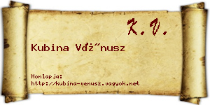 Kubina Vénusz névjegykártya